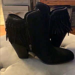 Dolce Vita Black Hillie Boots with Fringe.
